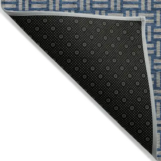 Blue And Gray Geometric Washable Indoor Outdoor Area Rug Photo 4