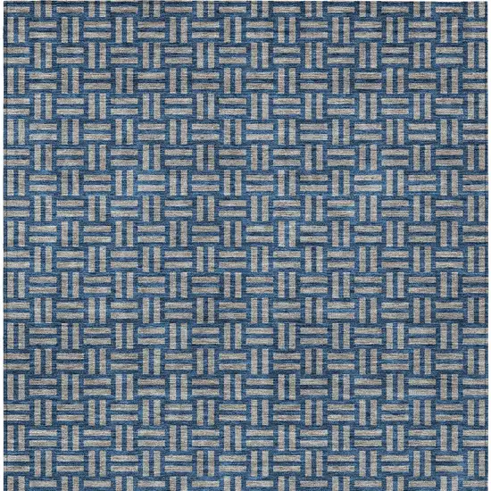 Blue And Gray Geometric Washable Indoor Outdoor Area Rug Photo 7