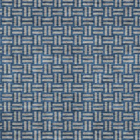 Blue And Gray Geometric Washable Indoor Outdoor Area Rug Photo 6