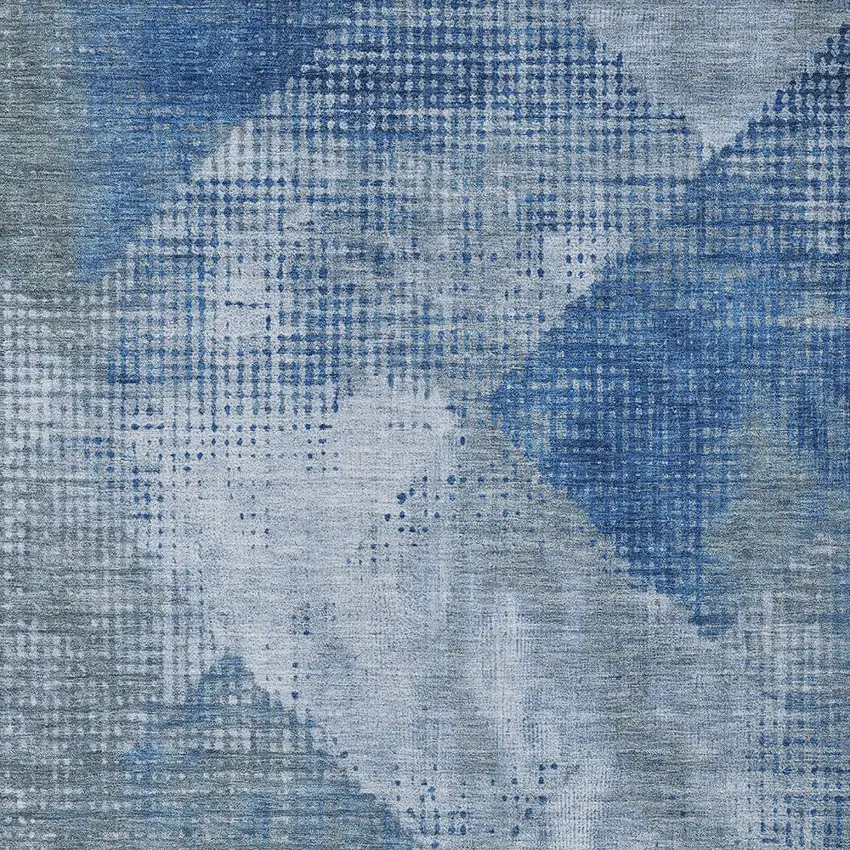 Blue And Gray Geometric Washable Indoor Outdoor Area Rug Photo 5
