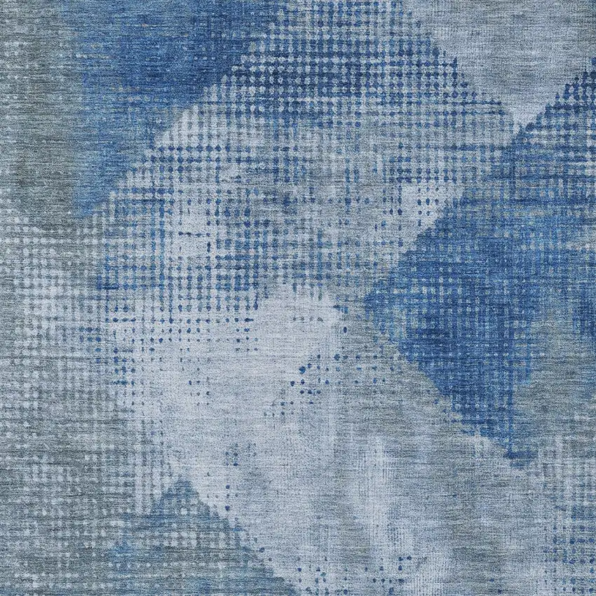 Blue And Gray Geometric Washable Indoor Outdoor Area Rug Photo 5