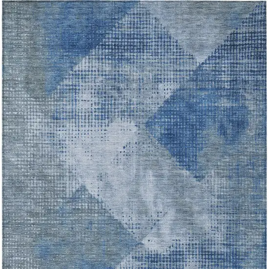 Blue And Gray Geometric Washable Indoor Outdoor Area Rug Photo 6