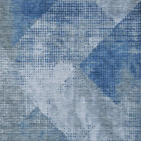 Blue And Gray Geometric Washable Indoor Outdoor Area Rug Photo 5