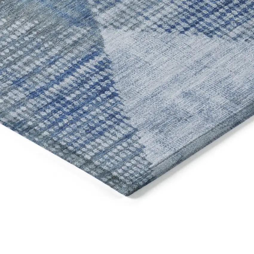 Blue And Gray Geometric Washable Indoor Outdoor Area Rug Photo 4