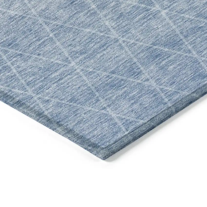 Blue And Gray Geometric Washable Indoor Outdoor Area Rug Photo 5