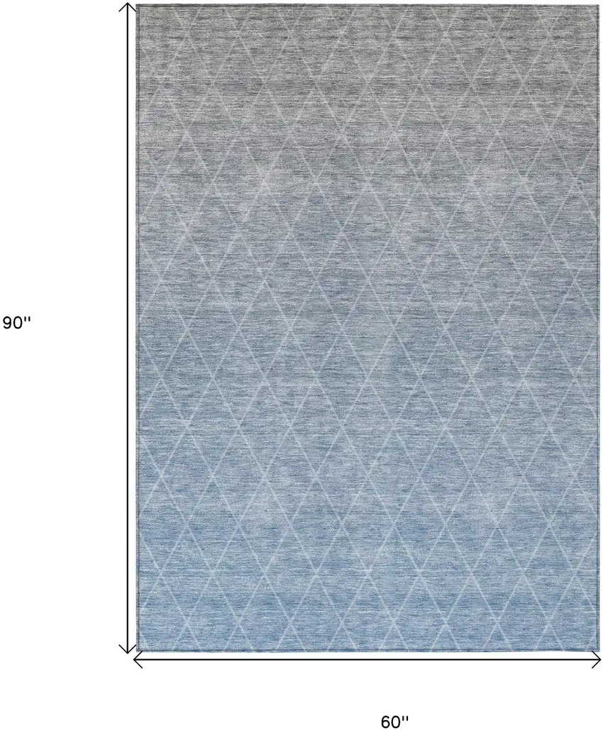 Blue And Gray Geometric Washable Indoor Outdoor Area Rug Photo 3