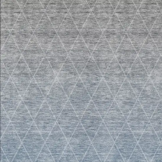 Blue And Gray Geometric Washable Indoor Outdoor Area Rug Photo 6