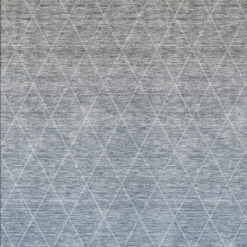 Blue And Gray Geometric Washable Indoor Outdoor Area Rug Photo 6