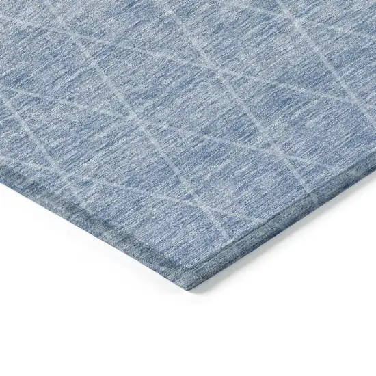 Blue And Gray Geometric Washable Indoor Outdoor Area Rug Photo 5