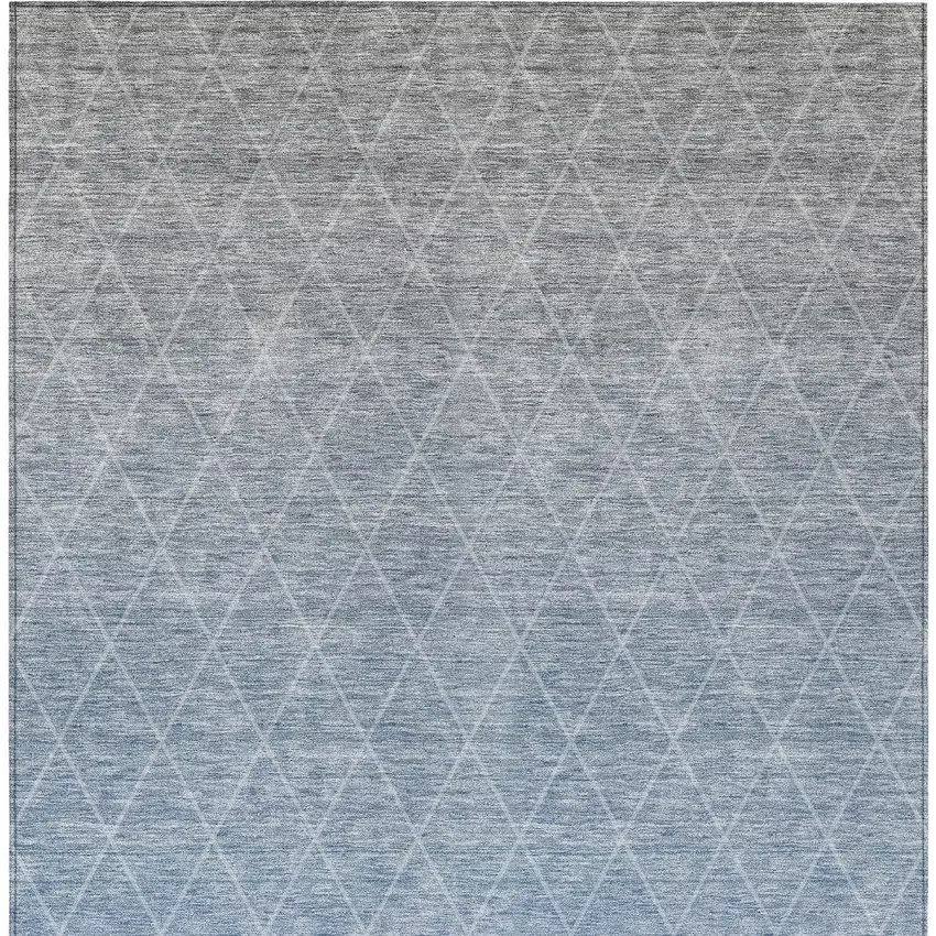 Blue And Gray Geometric Washable Indoor Outdoor Area Rug Photo 7
