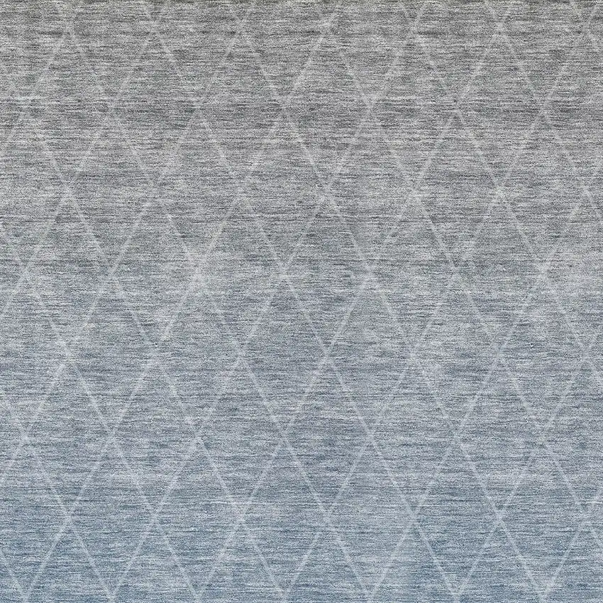 Blue And Gray Geometric Washable Indoor Outdoor Area Rug Photo 6