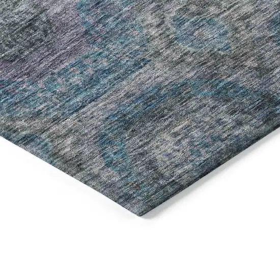 Blue And Gray Geometric Washable Indoor Outdoor Area Rug Photo 5