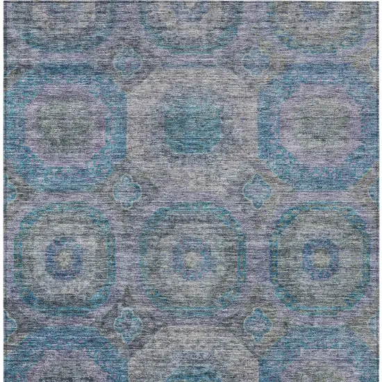 Blue And Gray Geometric Washable Indoor Outdoor Area Rug Photo 8