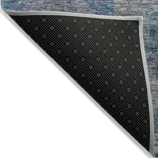 Blue And Gray Geometric Washable Indoor Outdoor Area Rug Photo 4
