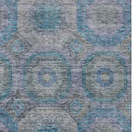 Blue And Gray Geometric Washable Indoor Outdoor Area Rug Photo 7