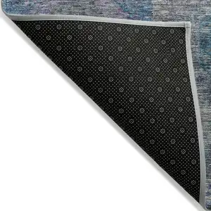 Photo of Blue And Gray Geometric Washable Indoor Outdoor Area Rug