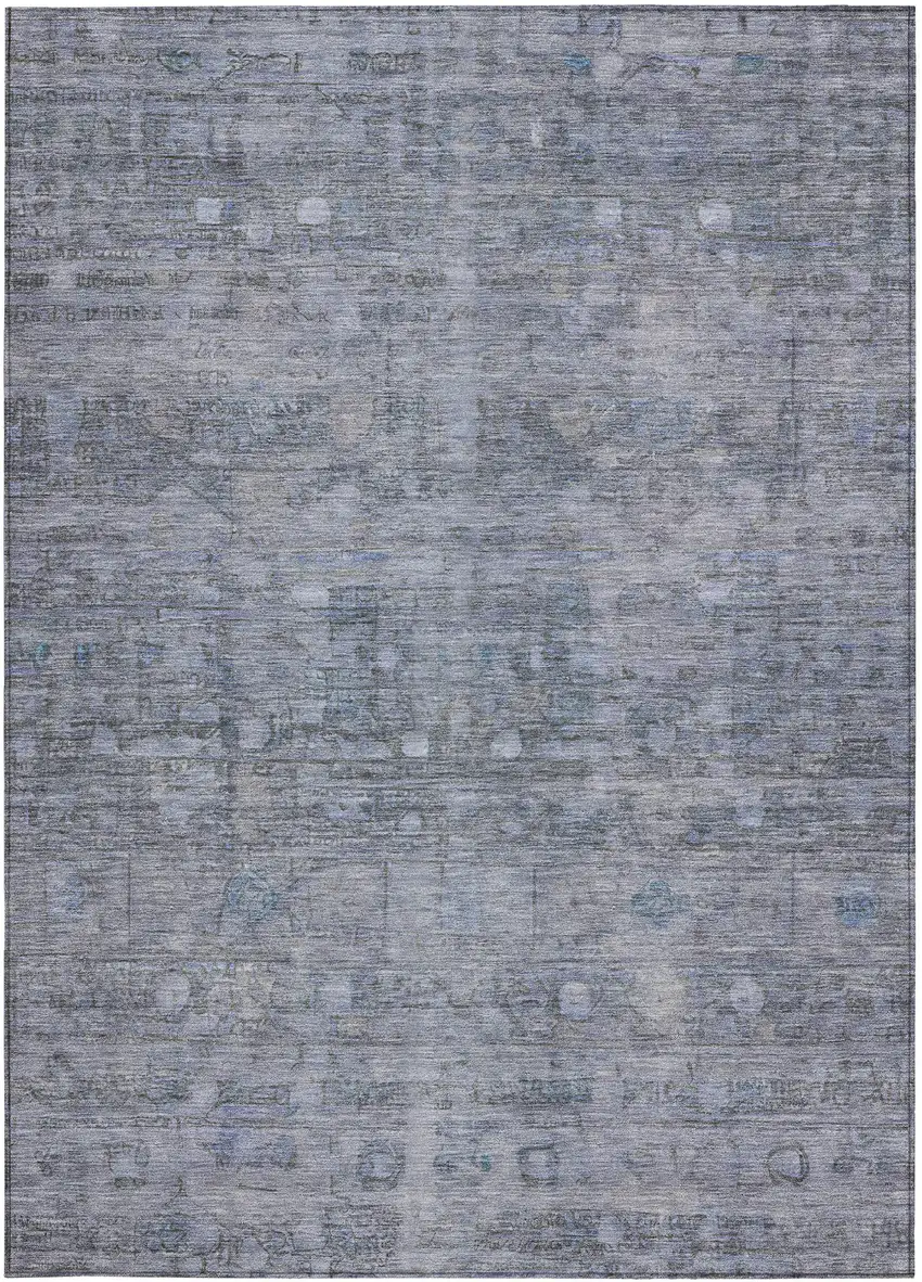 Blue And Gray Geometric Washable Indoor Outdoor Area Rug Photo 3