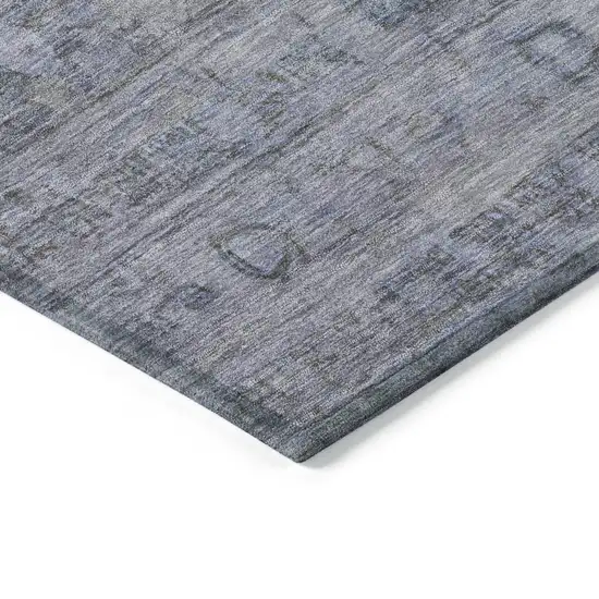 Blue And Gray Geometric Washable Indoor Outdoor Area Rug Photo 9
