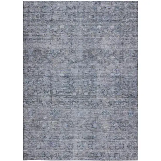 Blue And Gray Geometric Washable Indoor Outdoor Area Rug Photo 4