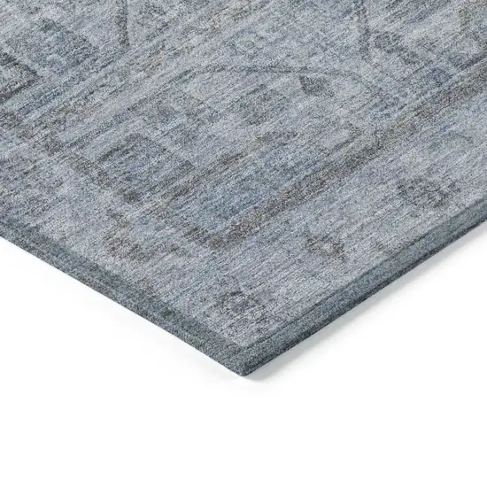 Blue And Gray Geometric Washable Indoor Outdoor Area Rug Photo 9