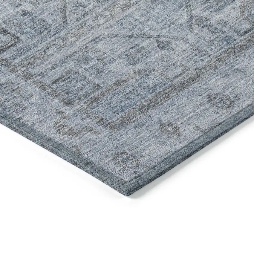 Blue And Gray Geometric Washable Indoor Outdoor Area Rug Photo 9
