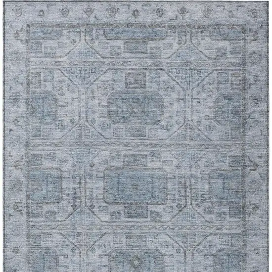 Blue And Gray Geometric Washable Indoor Outdoor Area Rug Photo 4