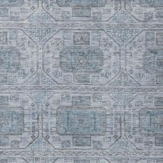 Blue And Gray Geometric Washable Indoor Outdoor Area Rug Photo 3