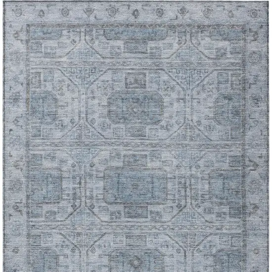 Blue And Gray Geometric Washable Indoor Outdoor Area Rug Photo 9