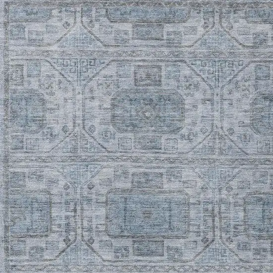 Blue And Gray Geometric Washable Indoor Outdoor Area Rug Photo 3