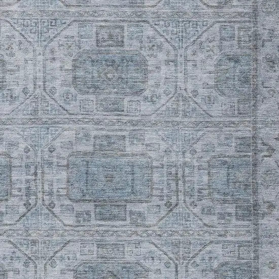Blue And Gray Geometric Washable Indoor Outdoor Area Rug Photo 4