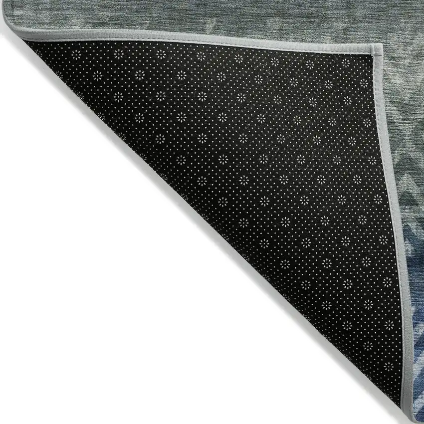 Blue And Gray Geometric Washable Indoor Outdoor Area Rug Photo 7