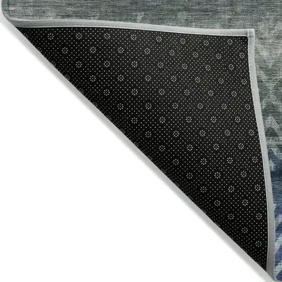 Blue And Gray Geometric Washable Indoor Outdoor Area Rug Photo 7