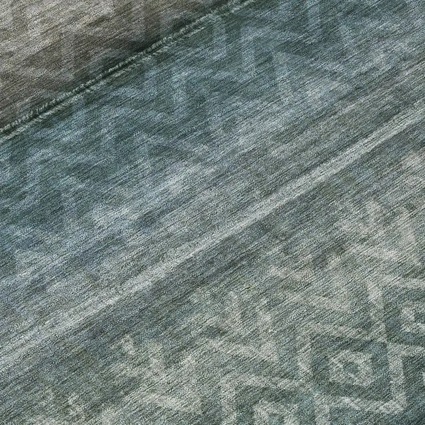 Blue And Gray Geometric Washable Indoor Outdoor Area Rug Photo 8