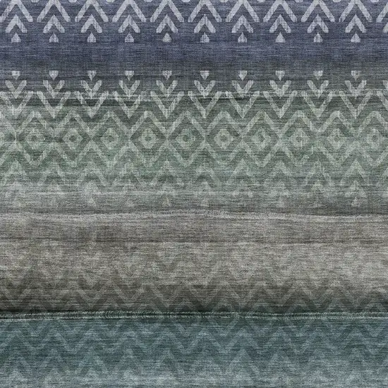 Blue And Gray Geometric Washable Indoor Outdoor Area Rug Photo 6