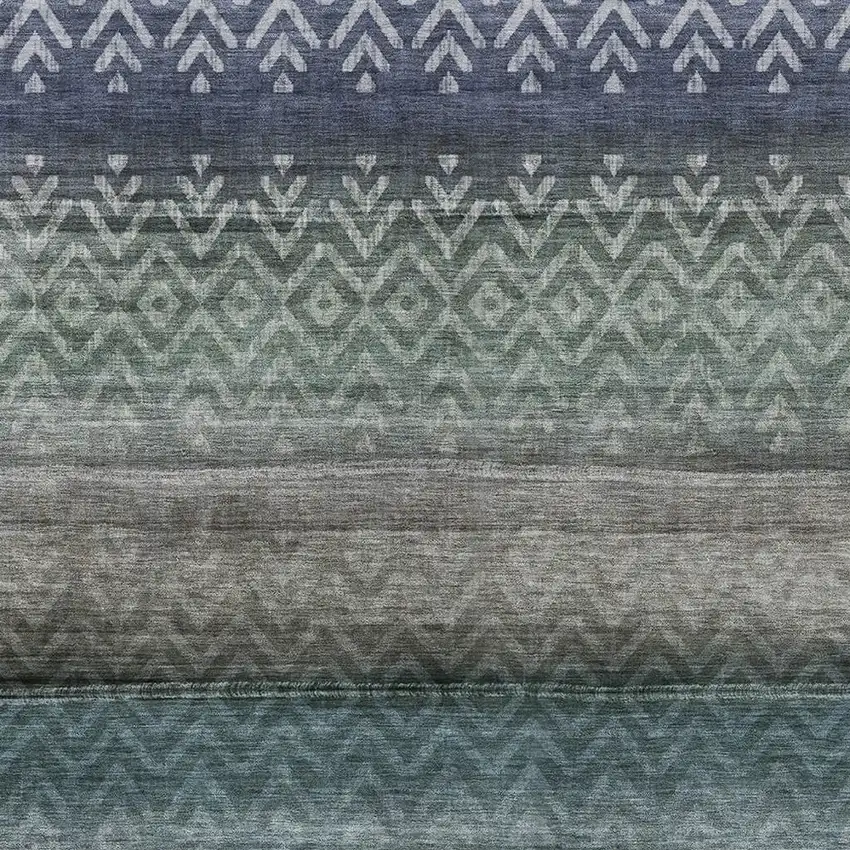 Blue And Gray Geometric Washable Indoor Outdoor Area Rug Photo 6