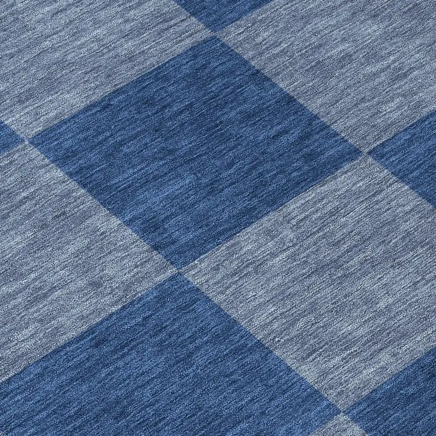 Blue And Gray Geometric Washable Indoor Outdoor Area Rug Photo 6