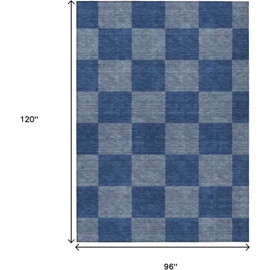 Blue And Gray Geometric Washable Indoor Outdoor Area Rug Photo 3