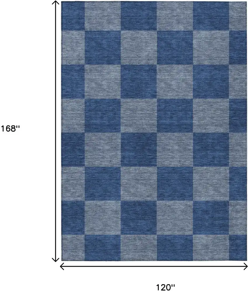 Blue And Gray Geometric Washable Indoor Outdoor Area Rug Photo 3