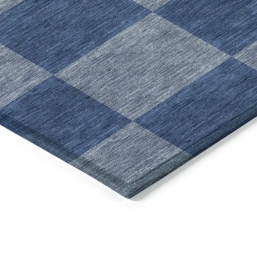 Blue And Gray Geometric Washable Indoor Outdoor Area Rug Photo 6
