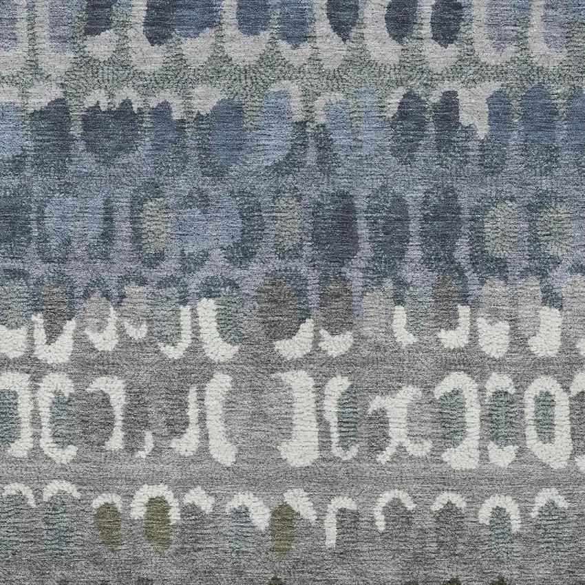Blue And Gray Geometric Washable Indoor Outdoor Area Rug Photo 3