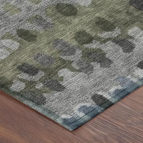 Blue And Gray Geometric Washable Indoor Outdoor Area Rug Photo 5