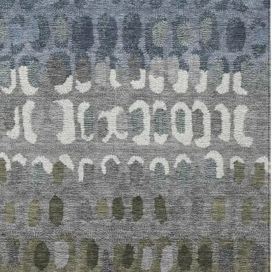 Blue And Gray Geometric Washable Indoor Outdoor Area Rug Photo 3