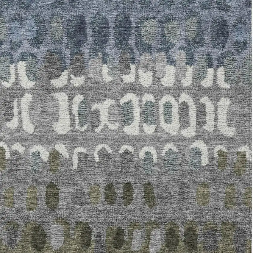 Blue And Gray Geometric Washable Indoor Outdoor Area Rug Photo 3