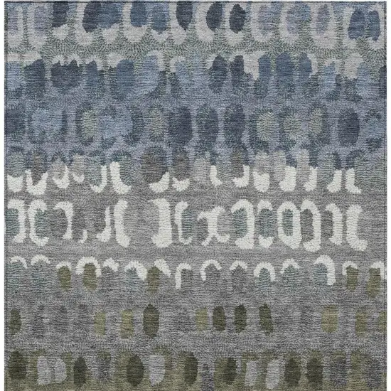 Blue And Gray Geometric Washable Indoor Outdoor Area Rug Photo 4