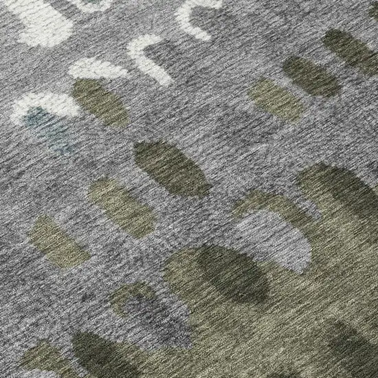 Blue And Gray Geometric Washable Indoor Outdoor Area Rug Photo 6