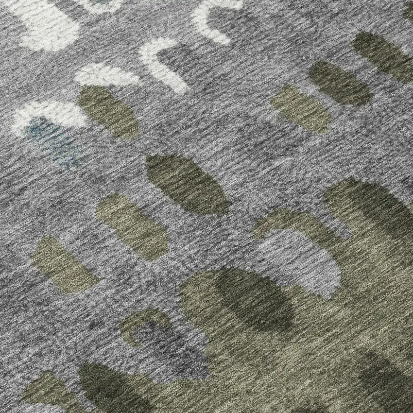 Blue And Gray Geometric Washable Indoor Outdoor Area Rug Photo 6
