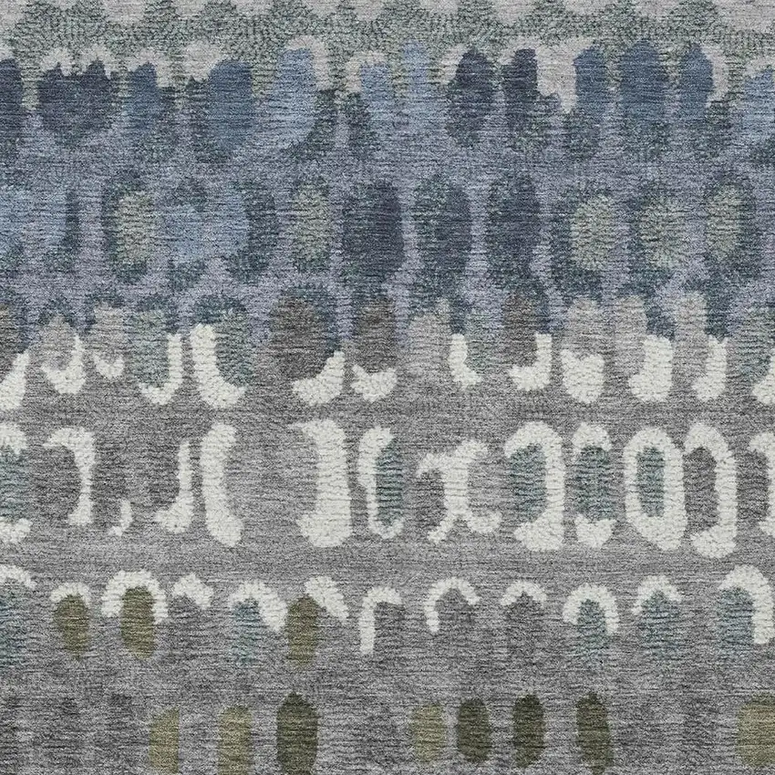 Blue And Gray Geometric Washable Indoor Outdoor Area Rug Photo 3