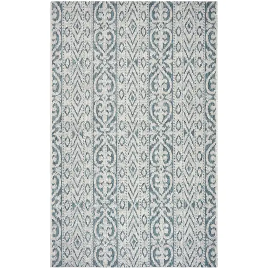 Blue And Gray Ikat Square Rug Photo 2