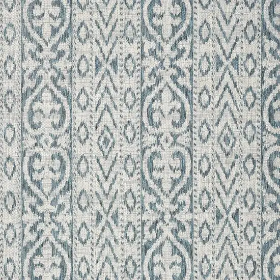 Blue And Gray Ikat Square Rug Photo 4