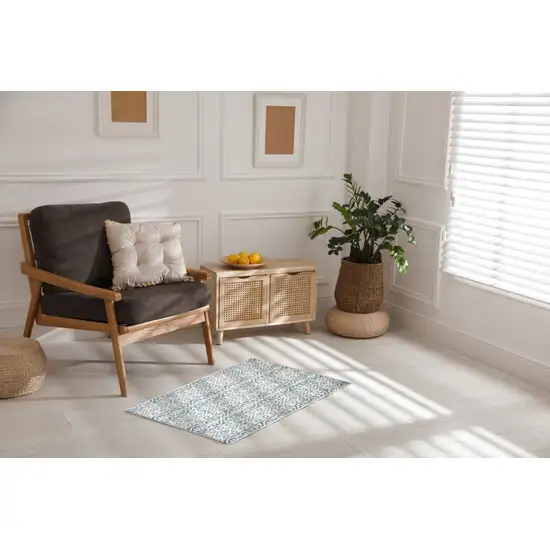 Blue And Gray Ikat Square Rug Photo 7